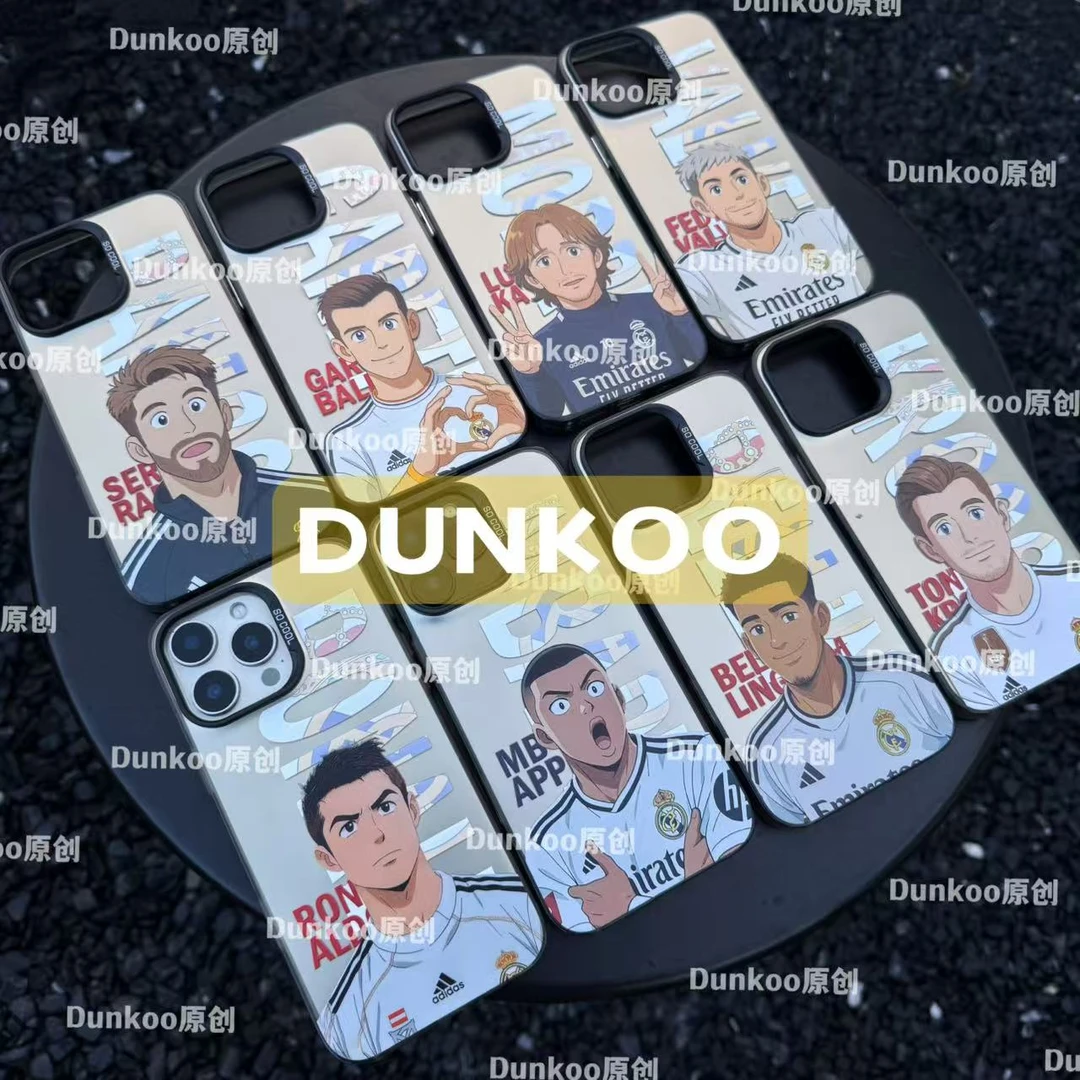 Dunkoo皇马手机壳R2防摔透黑适用苹果17华为P80小米15卡通足球星