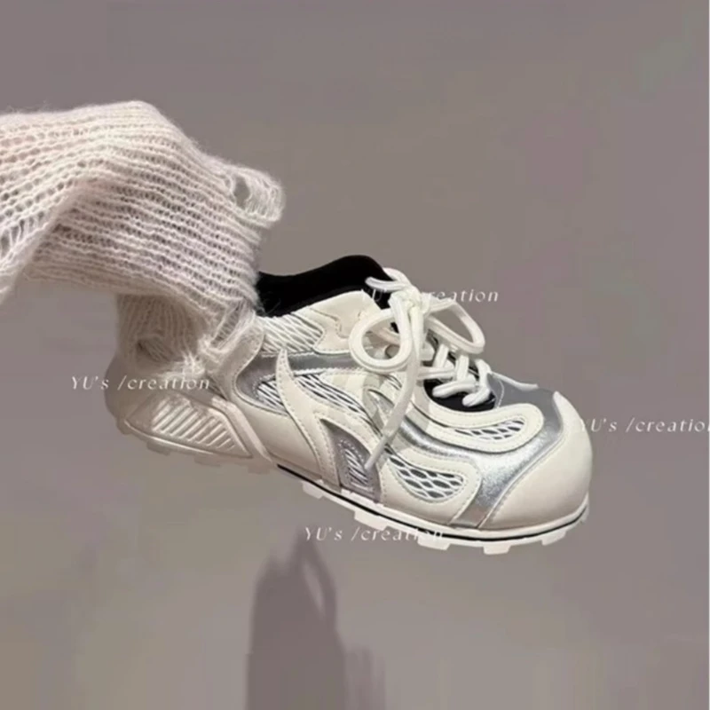 失序美学保龄球鞋阿甘鞋女款2025夏季新款透气网面百搭休闲老爹鞋