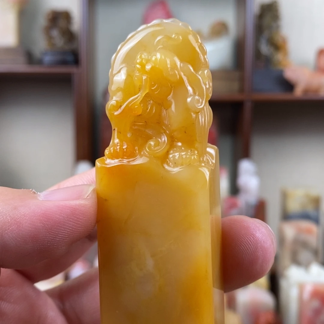 巴林石印石巴林石手工雕古兽钮章