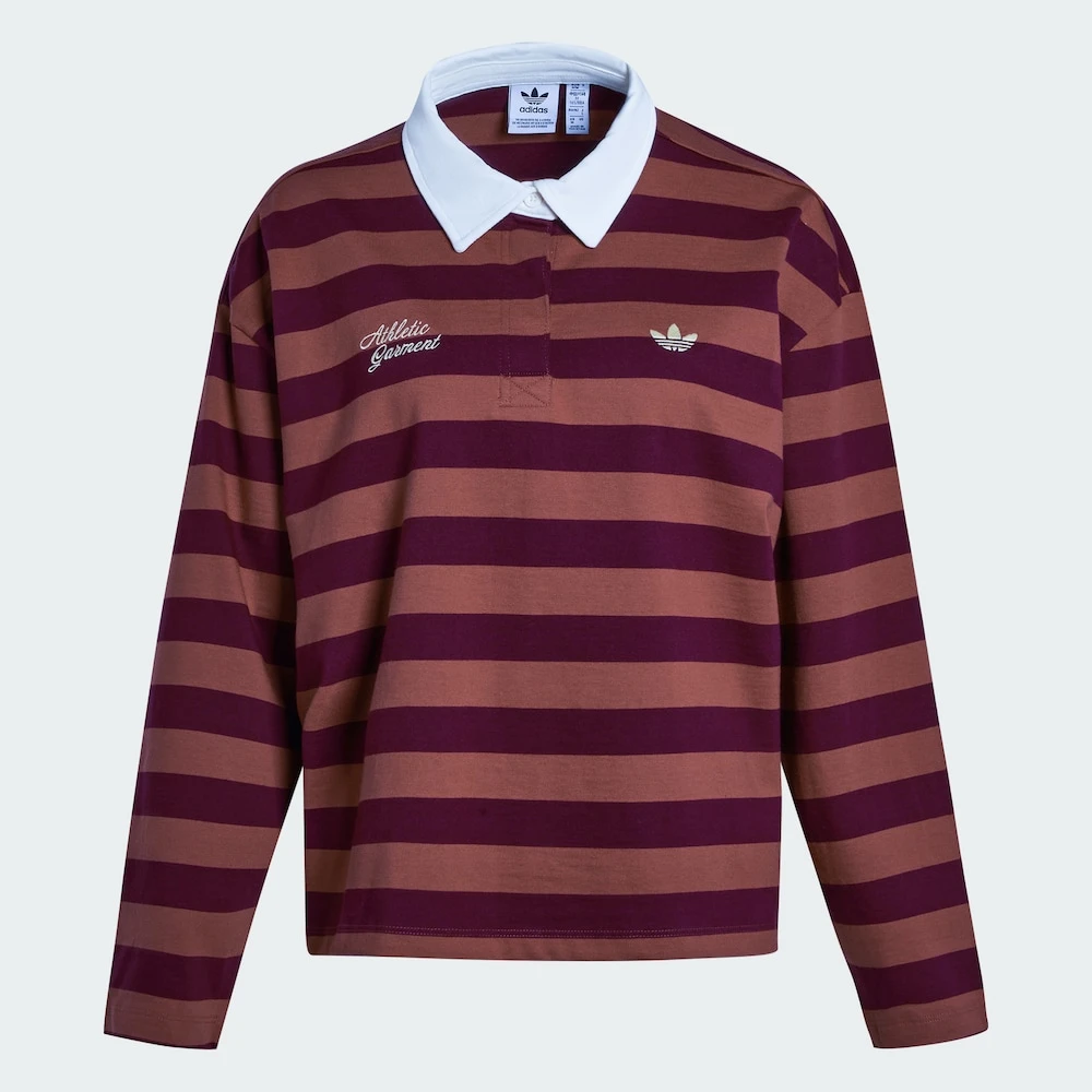 adidas阿迪达斯三叶草经典秋季翻领条纹棉运动长袖POLO衫KF2323