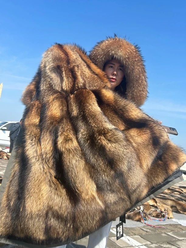 《貉子王定制版》2025新款中长款皮毛一体男士外套兔毛毛袖 可脱卸