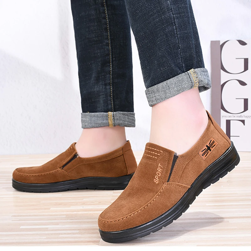 春季新款老北京布鞋男透气厚底软底中老年爸爸鞋轻便防滑休闲男鞋