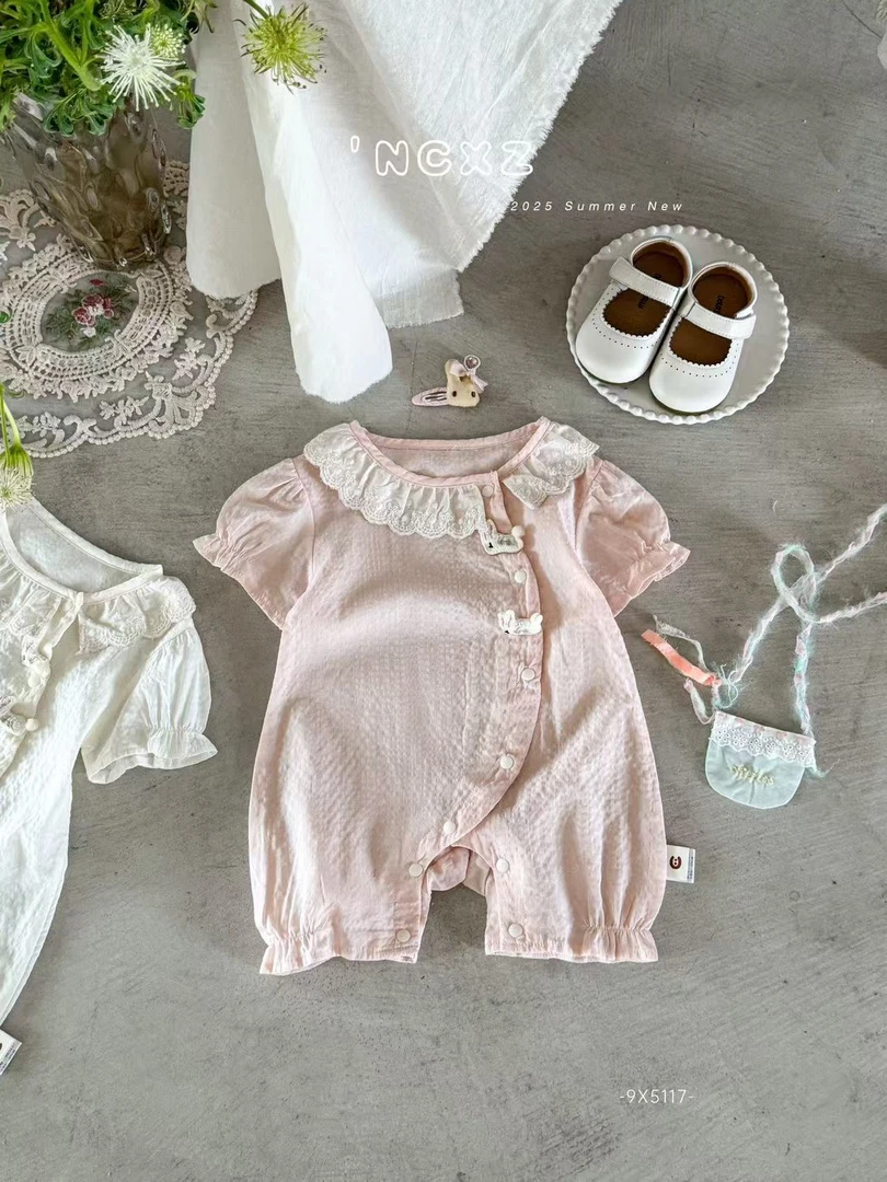 夏季短爬A类女短袖哈衣爬服新生儿女童薄款