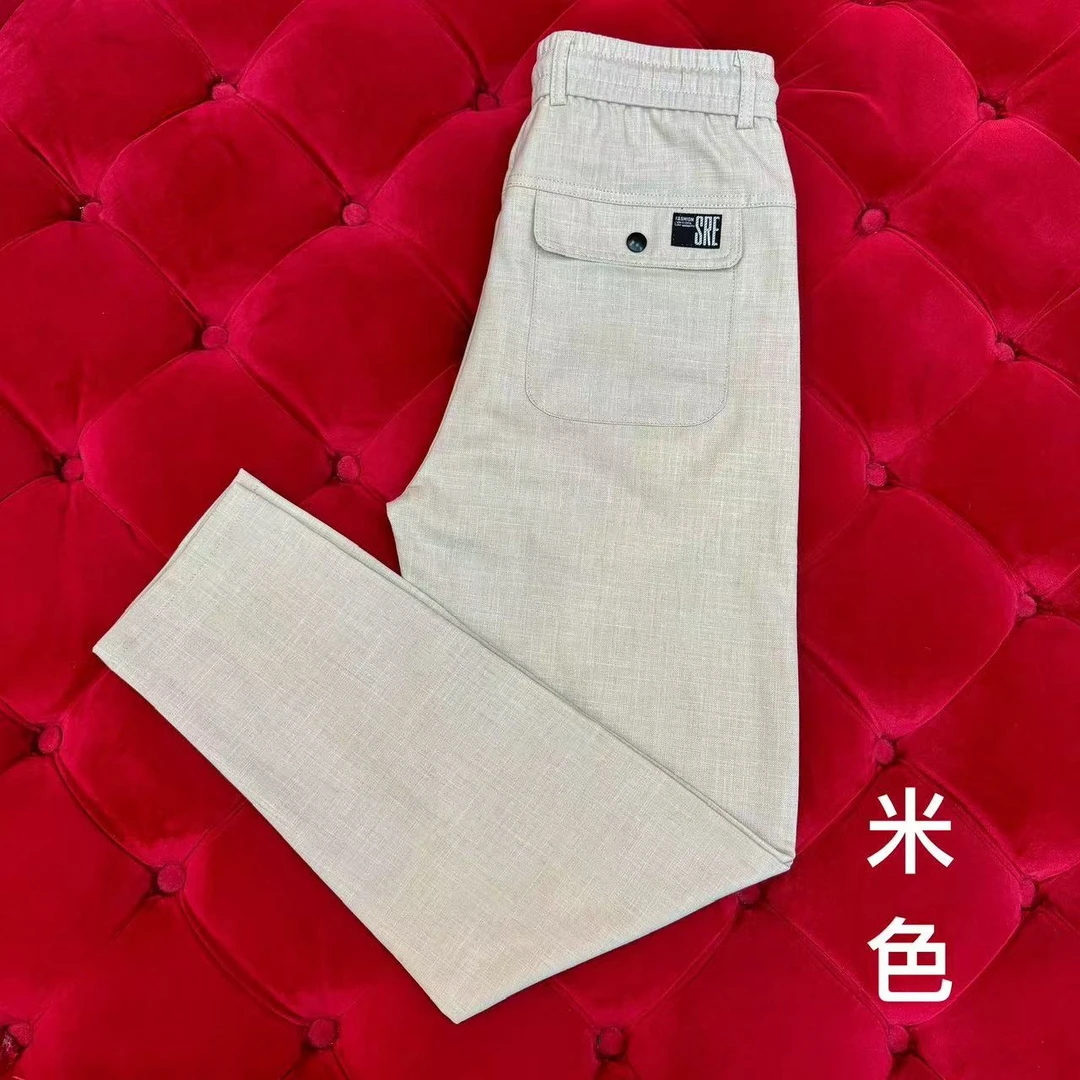 2025夏季新款薄款男士休闲百搭中高腰多色直筒休闲裤  T6615