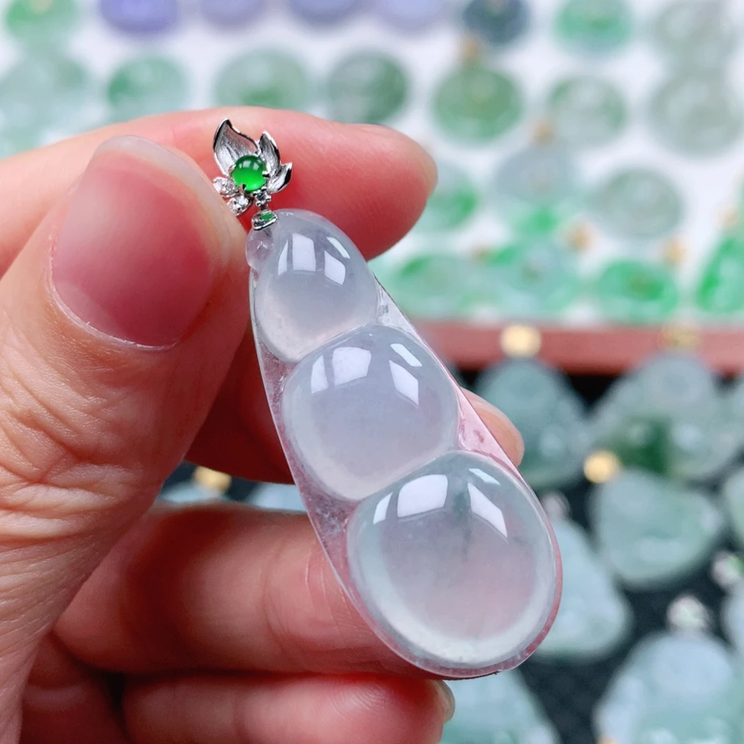 翡翠吊坠(不含链)18K金镶嵌