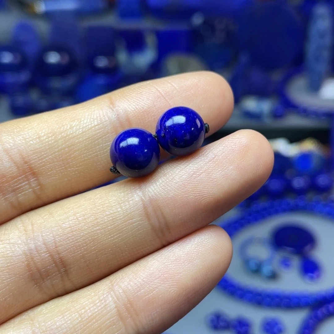 青金石未镶嵌8mm对珠配饰