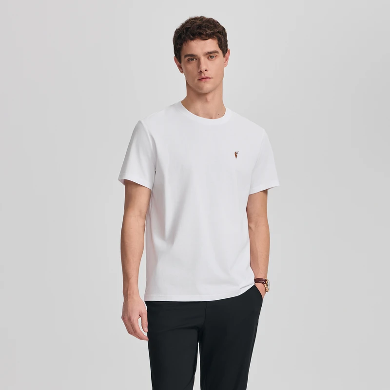 POLOWALK男装2025夏季新品男式短袖圆V领T恤