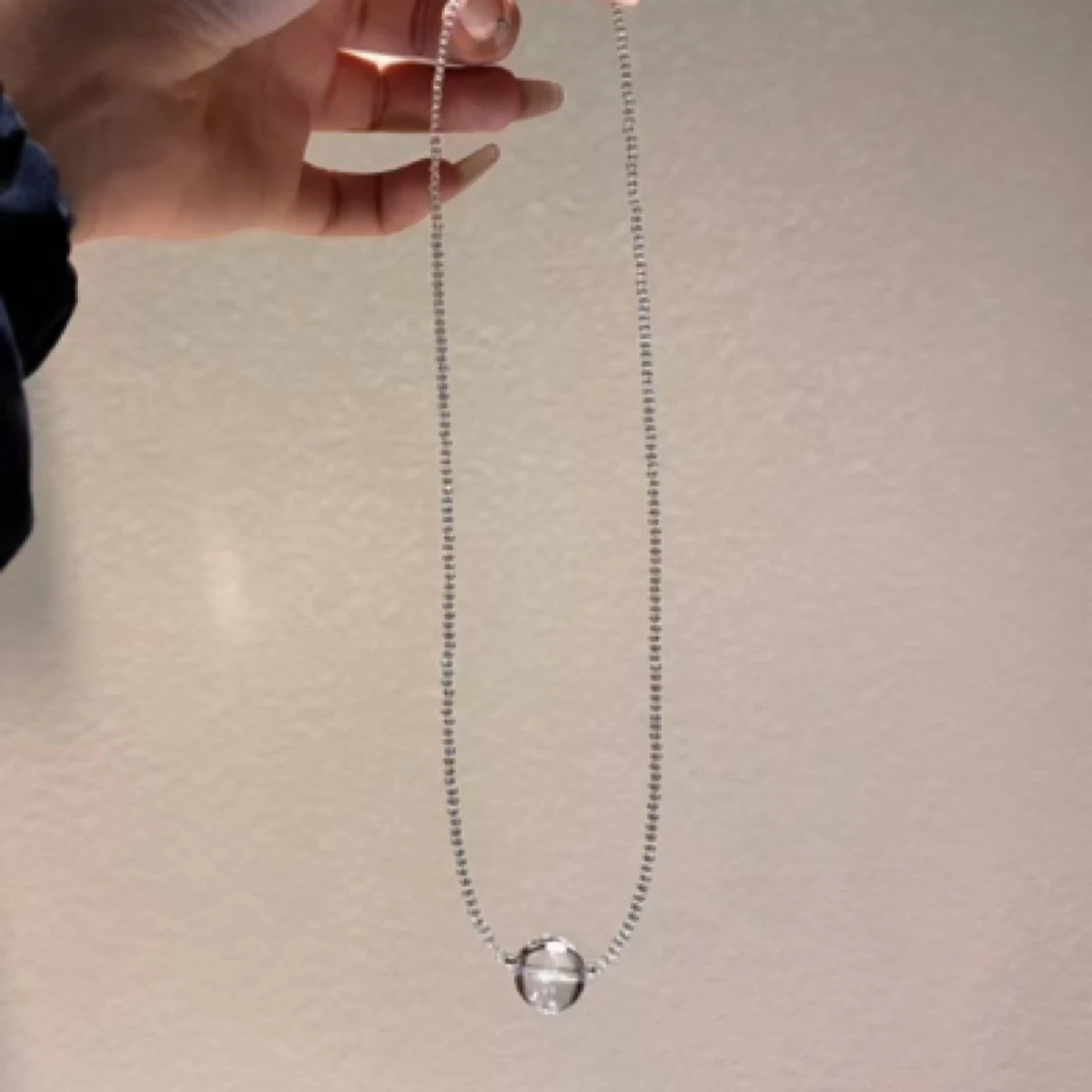 纯天然白水晶项链搭配顶珠13毫米路路通