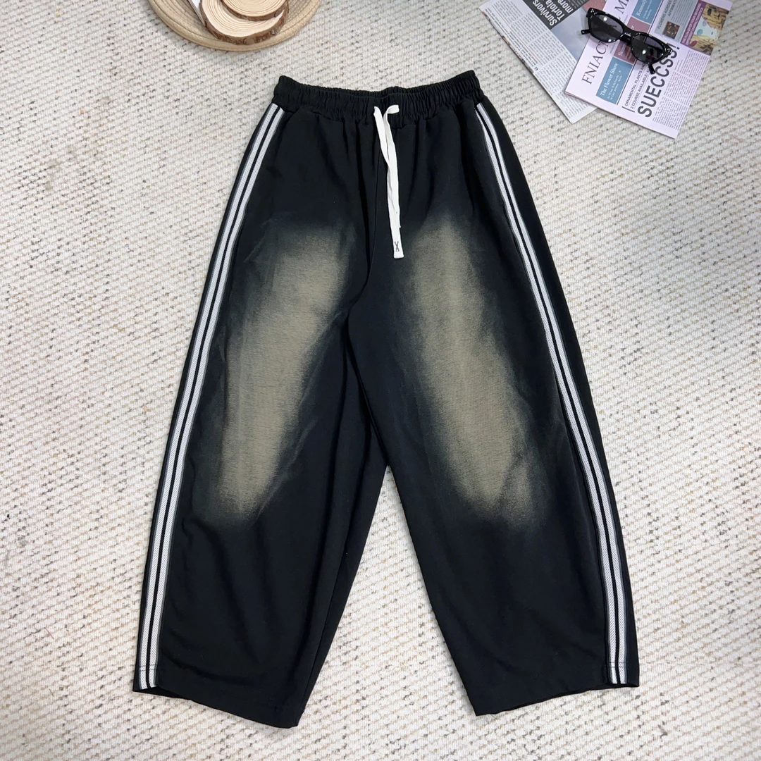 2025夏季新款百搭字做旧抽绳休闲牛仔裤4163