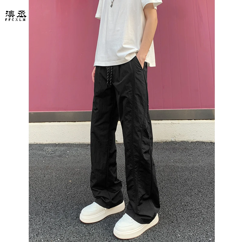 夏季款美式透气网眼户外冰感速干运动裤子中性潮牌直筒阔腿休闲裤