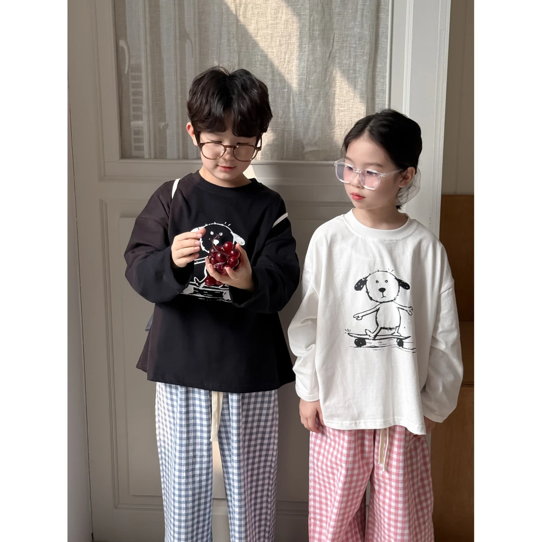 童打底衫2025春款男女童韩版卡通打底衣儿童圆领休闲宽松内搭上衣