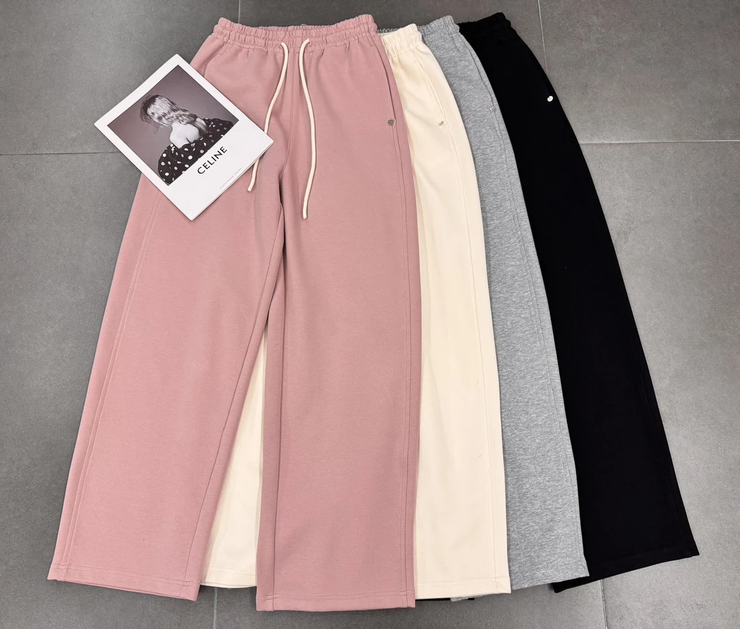 韩版 春新款休闲裤高腰垂感金属扣点缀 简约显瘦 25-9117