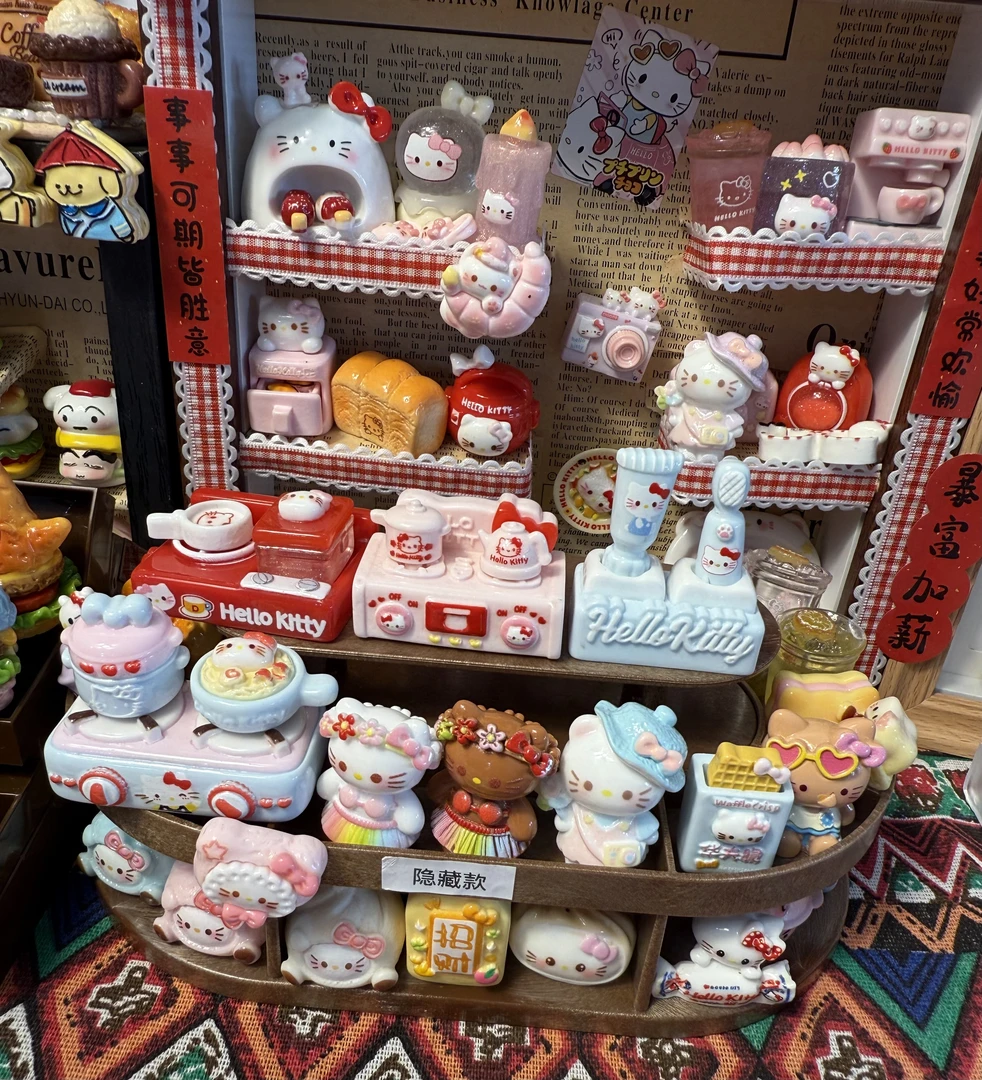 （kt对对碰 直播拆）仿真微缩树脂食玩kitty摆件过家家奶油饰品配件