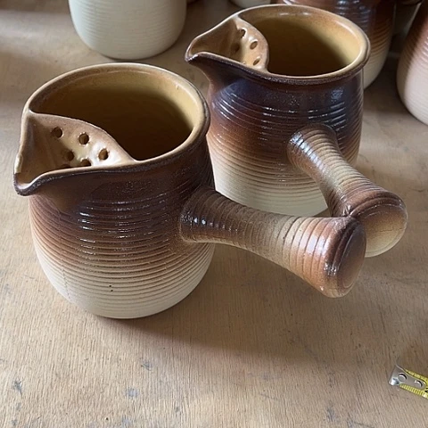 微瑕，明火，2个500毫升，拖釉底部冰裂纹