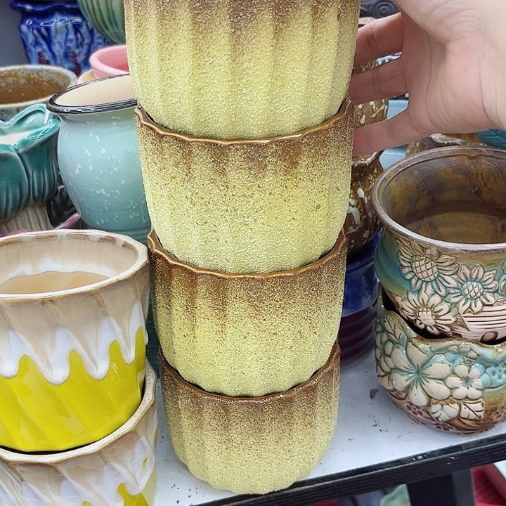 多肉绿植陶瓷花盆9.9包邮，有孔