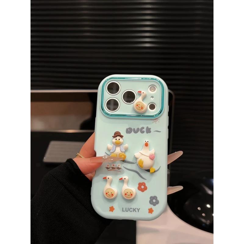 DUCK鸭子适用苹果17pro手机壳16pm小胖妹华为p80女oppo防摔小米17