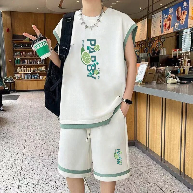 男士2025新款夏套装背心男款宽松休闲篮球服薄款运动短裤两件套潮