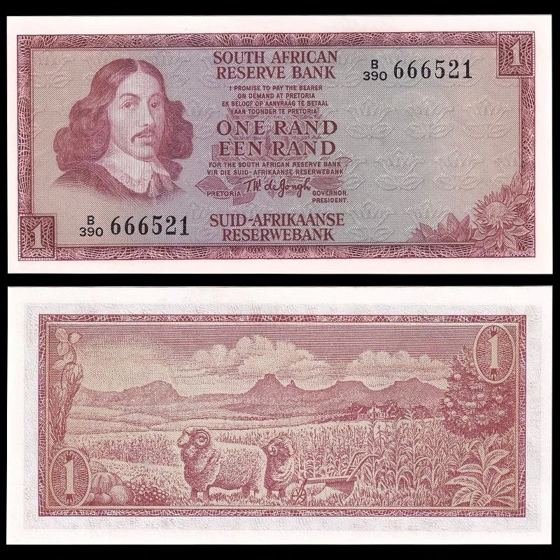 全新UNC 南非1兰特 1973-1975年 非洲纸币 外币保真收藏