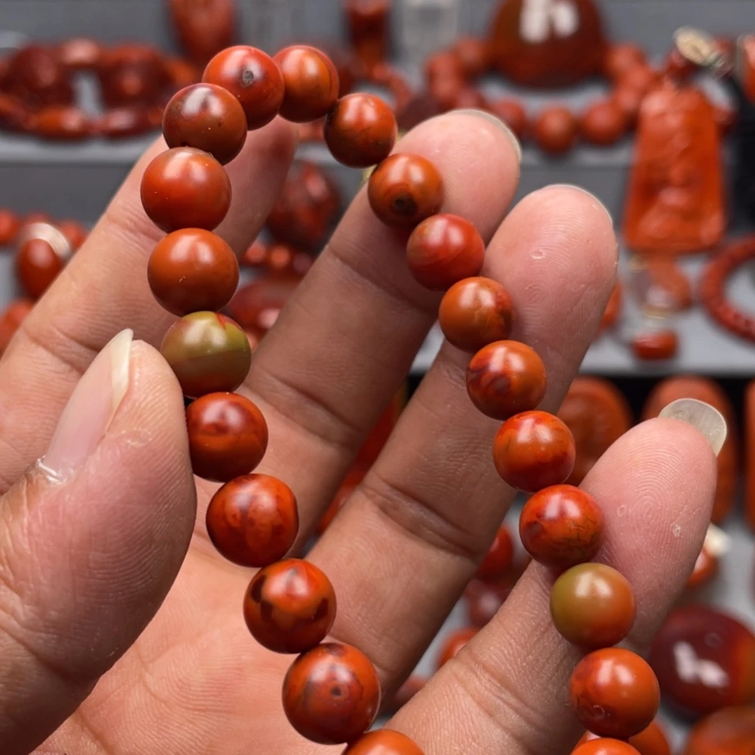 南红玛瑙未镶嵌珠宝奇石单圈8➕