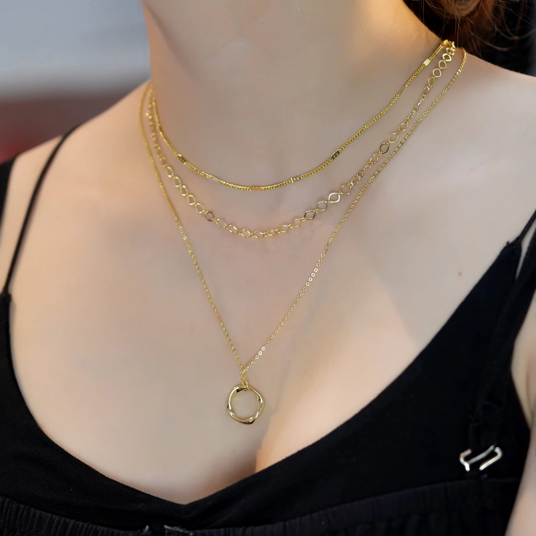 钛钢项链 欧美复古叠戴时尚气质百搭三件套项链