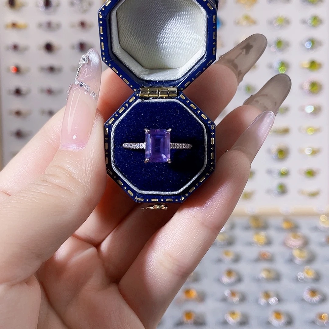 戒指紫晶银S925镶嵌简约款戒指