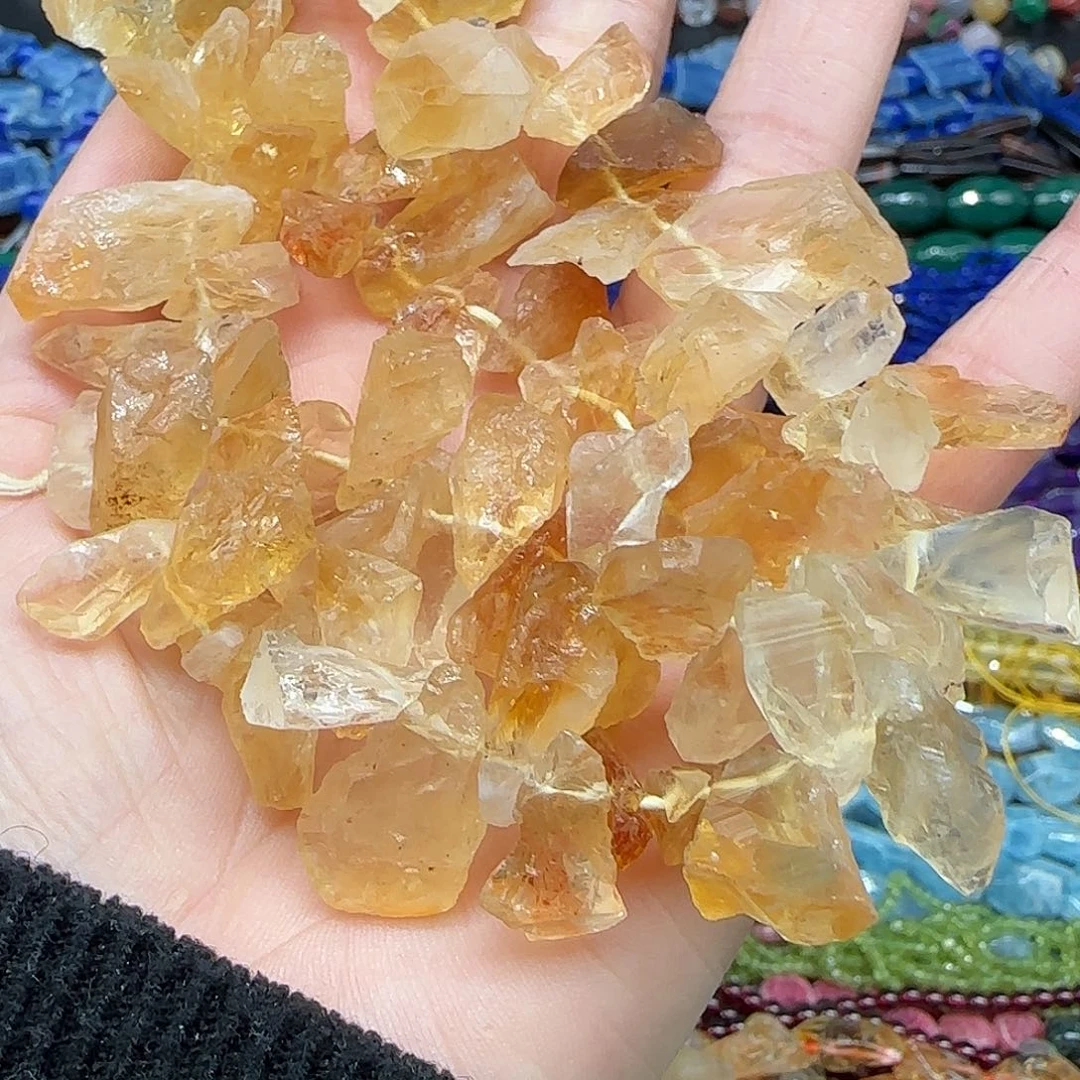 玛瑙/玉髓珠宝半成品合金黄水晶原石卡子一条