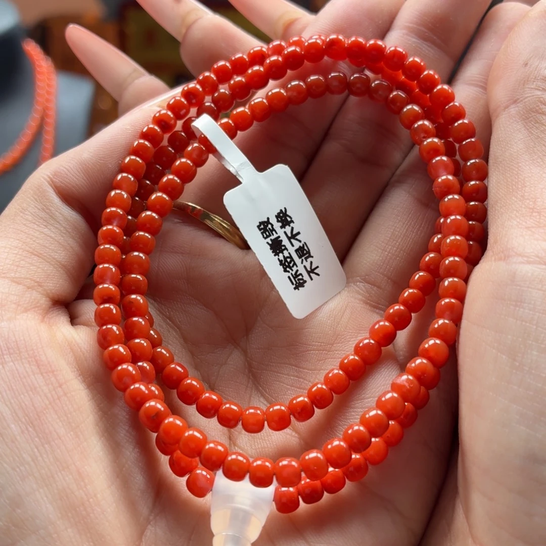 南红玛瑙未镶嵌多圈原矿保山南红冷水河柿子红多圈卡4+