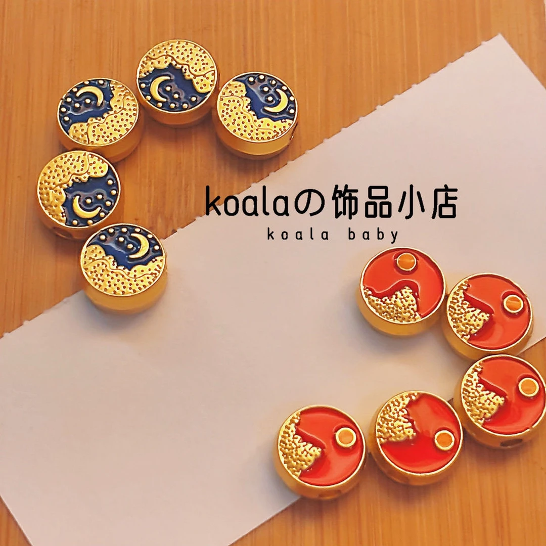 铜合金亚克力手链 新款国风小众滴油日月星辰隔珠定制串珠-饰品手