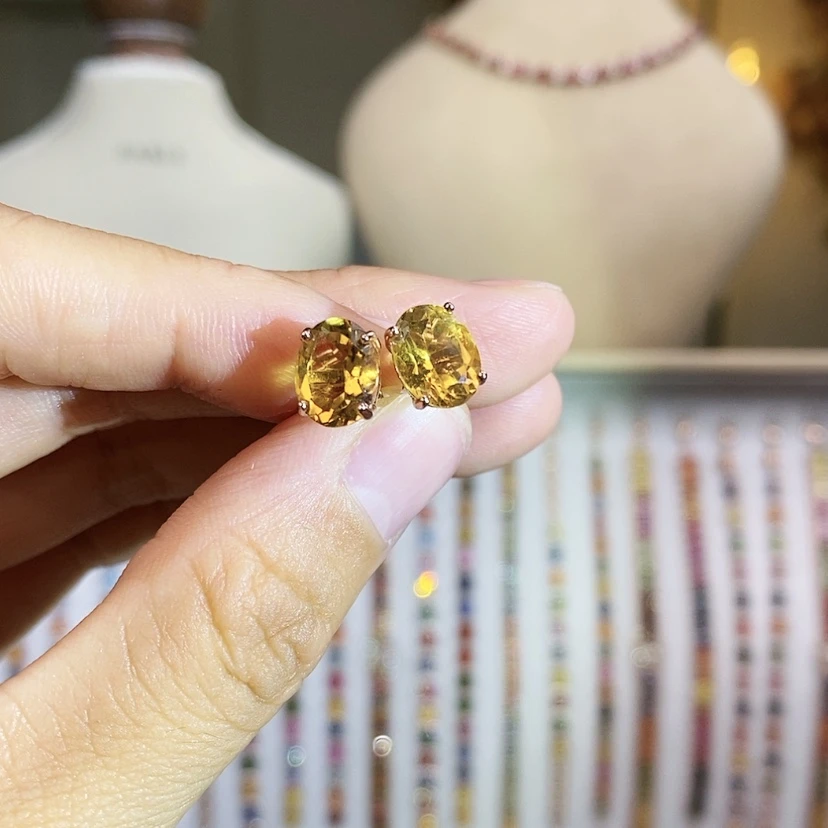 【闪购商品】银S925镶嵌耳饰黄晶