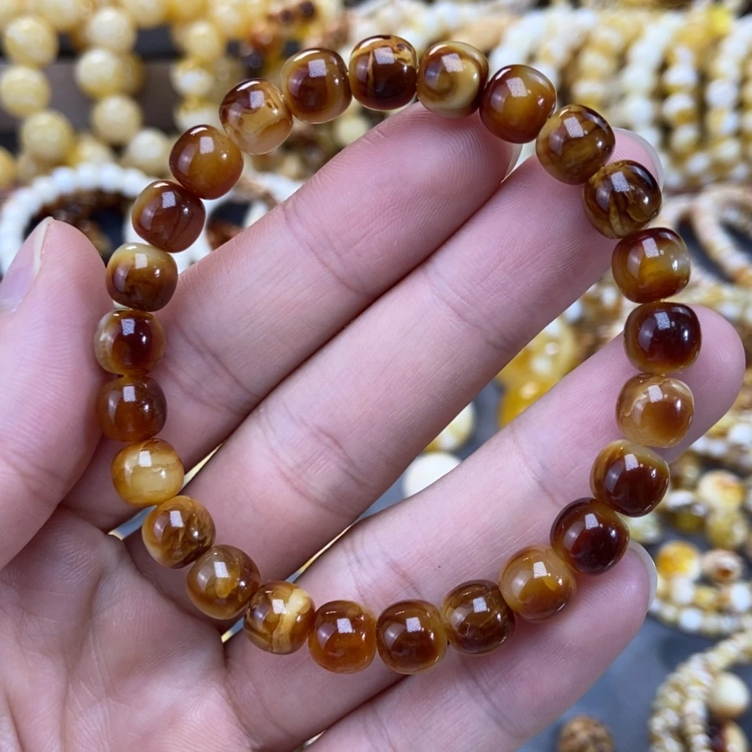 琥珀未镶嵌手链8mm沁色手串