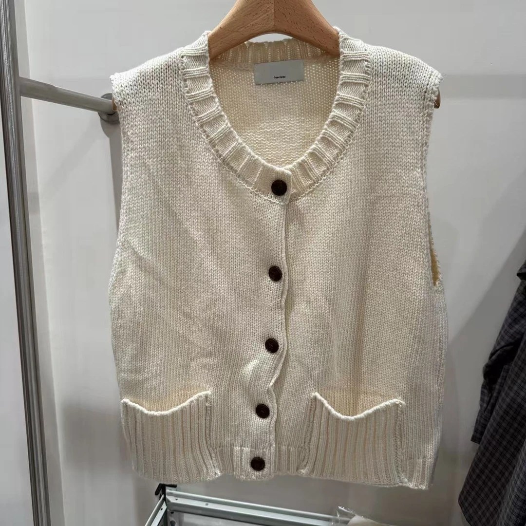 【婷婷家】不退换-东大门OU毛衣无袖马甲网红时尚百搭圆领圆领