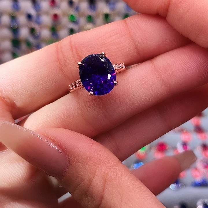 紫晶戒指银S925镶嵌戒指