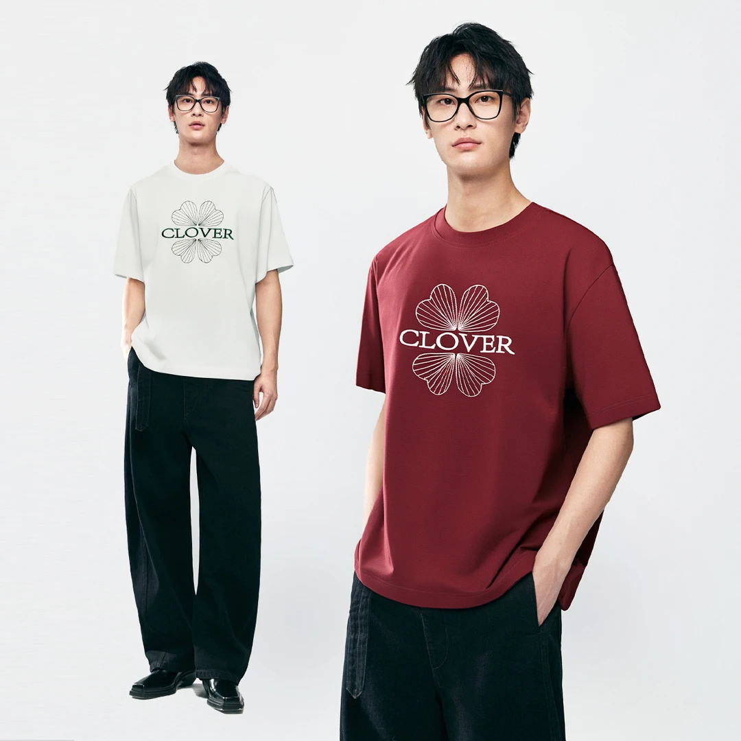 棉先生幸运四叶草·重工丝光绣线 凉感透气速干短袖t恤男363801054