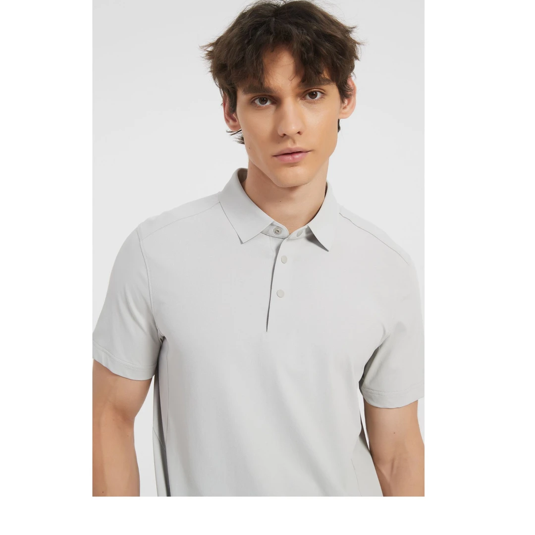 免烫翻领夏季速干抑菌男士T恤户外简约男子弹力商务休闲透气宽松.