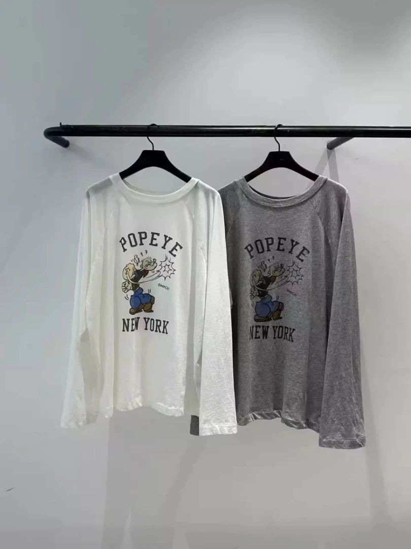 泡菜春夏新款钥匙家大力水手长袖T恤女