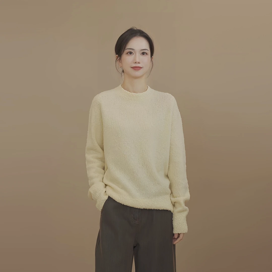 小禾【毛球球】粒粒羊毛蓬松软糯保暖豆豆纱不易起球不扎肤毛针织衫