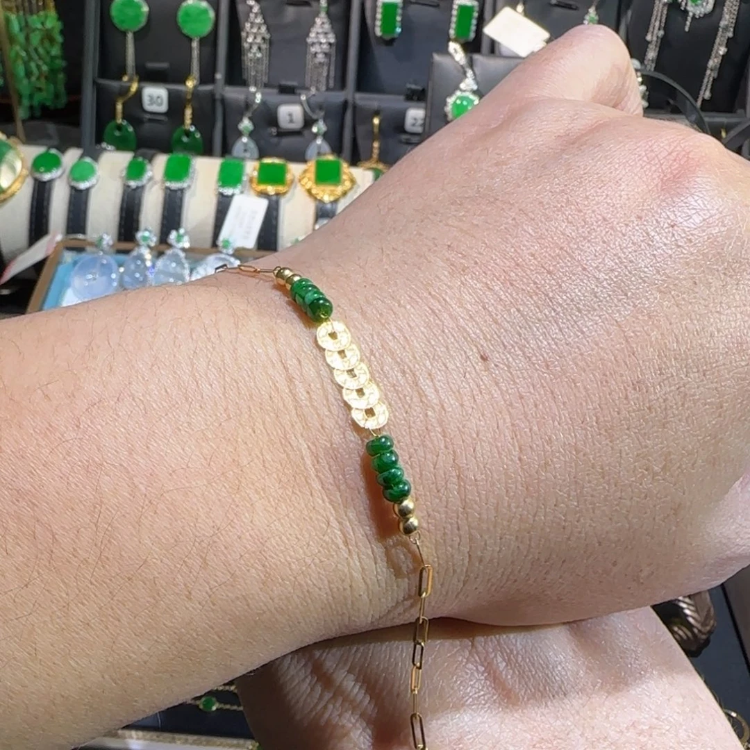 翡翠18K金镶嵌颈饰手链