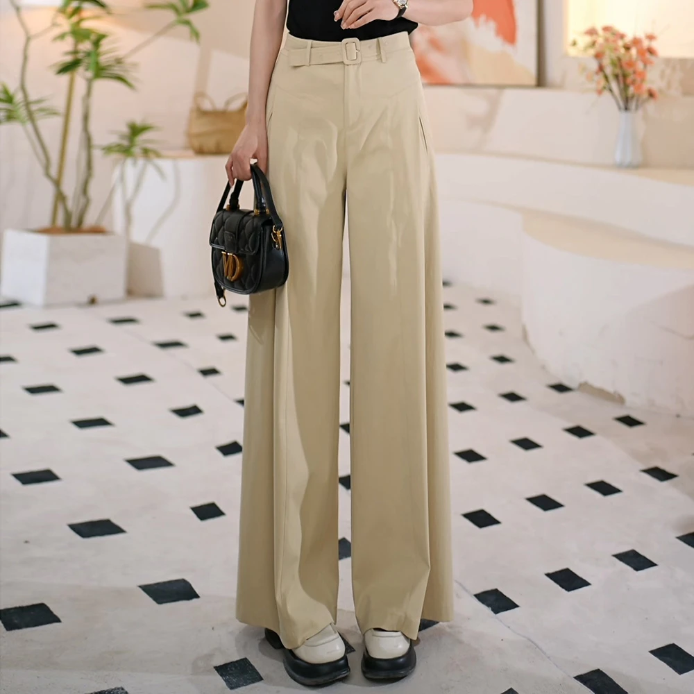 长腿秘密！解构主义牛奶蛋白高腰宽版阔腿裤遮肉显瘦垂感裙裤25128