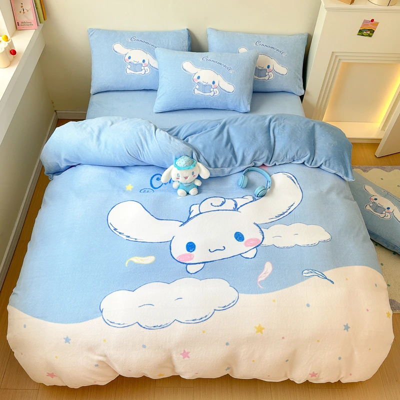 A类卡通速暖牛奶绒三四件套被套床单双人被罩秋冬季保暖床上用品3