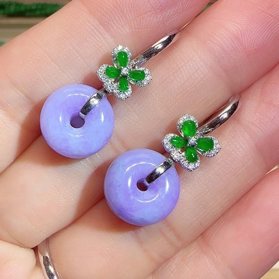 翡翠18K金镶嵌耳环