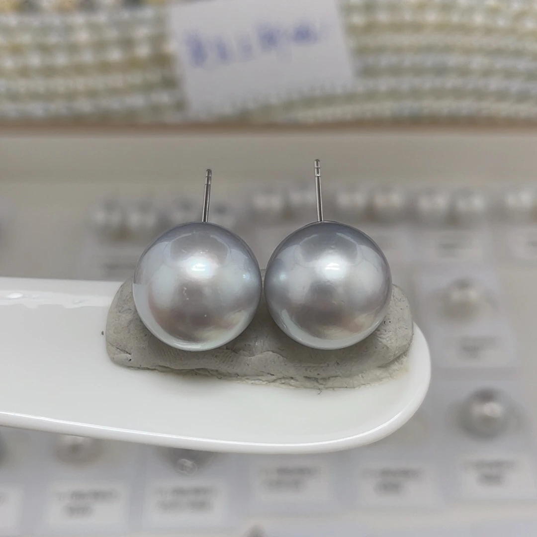 15-16澳白素钉海水珍珠18K金镶嵌