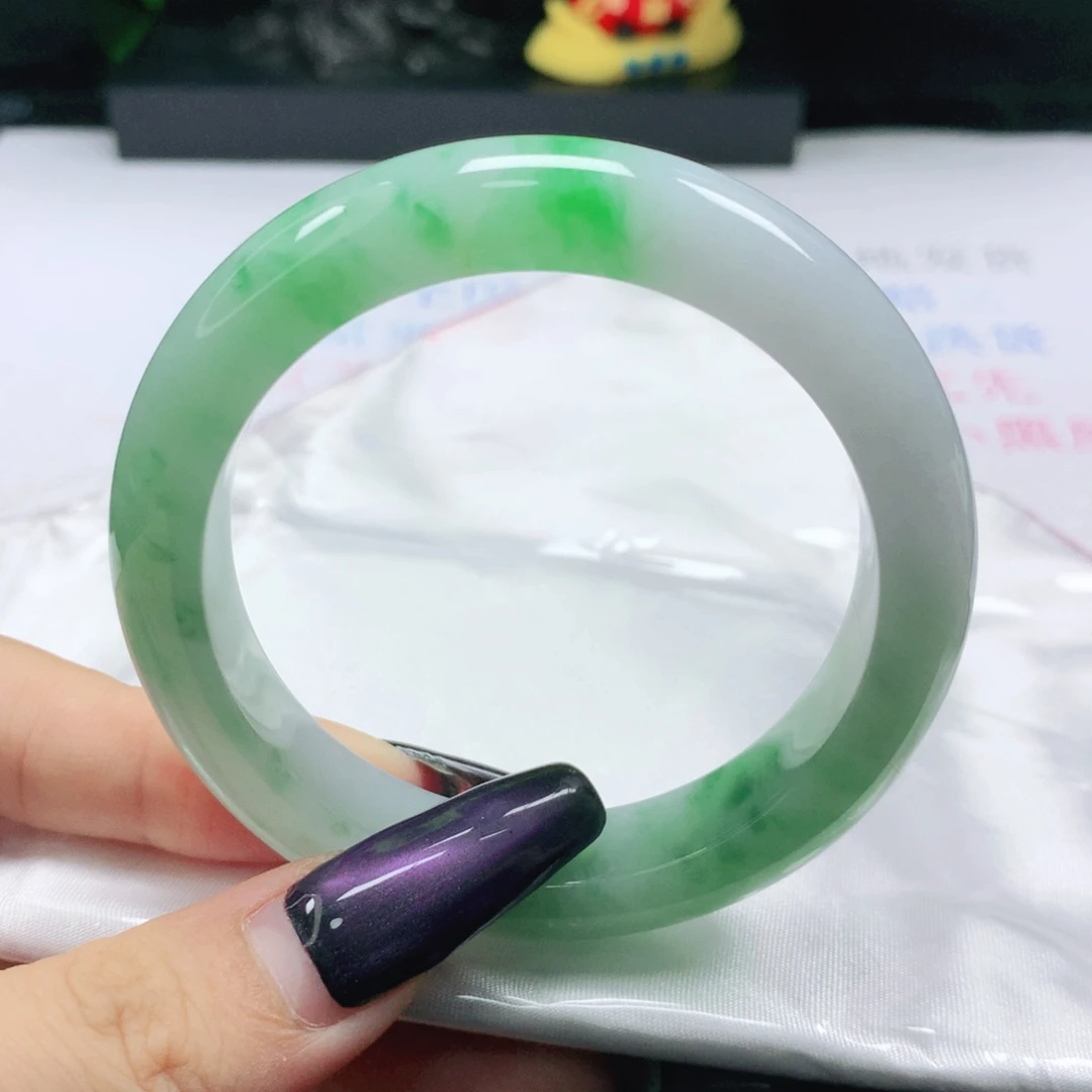 未镶嵌手镯翡翠翡翠54.1飘阳绿正圈