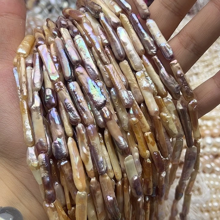 玛瑙/玉髓未镶嵌珠宝半成品一条银条巴洛克珍珠