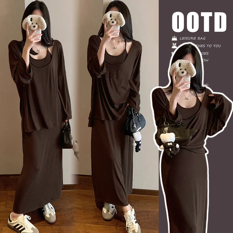 2025爆款潮流孕妇装女时尚洋气辣妈慵懒风高级套装精致连衣裙秋装