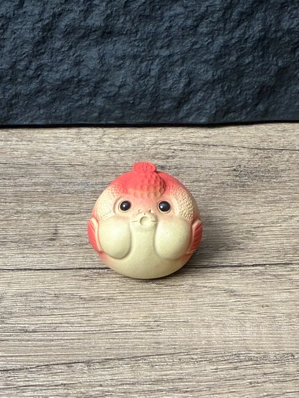 鸿运当头精致创意手工紫砂茶宠小金鱼茶桌摆件（两个起售）