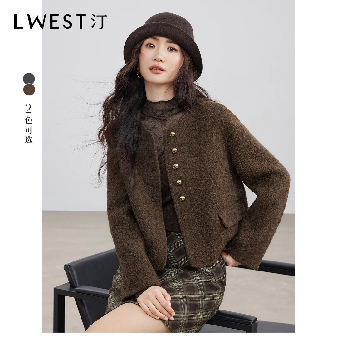 2702【女乔专享】朗文斯汀短款圈圈双面呢毛呢外套DTMU5508C12702