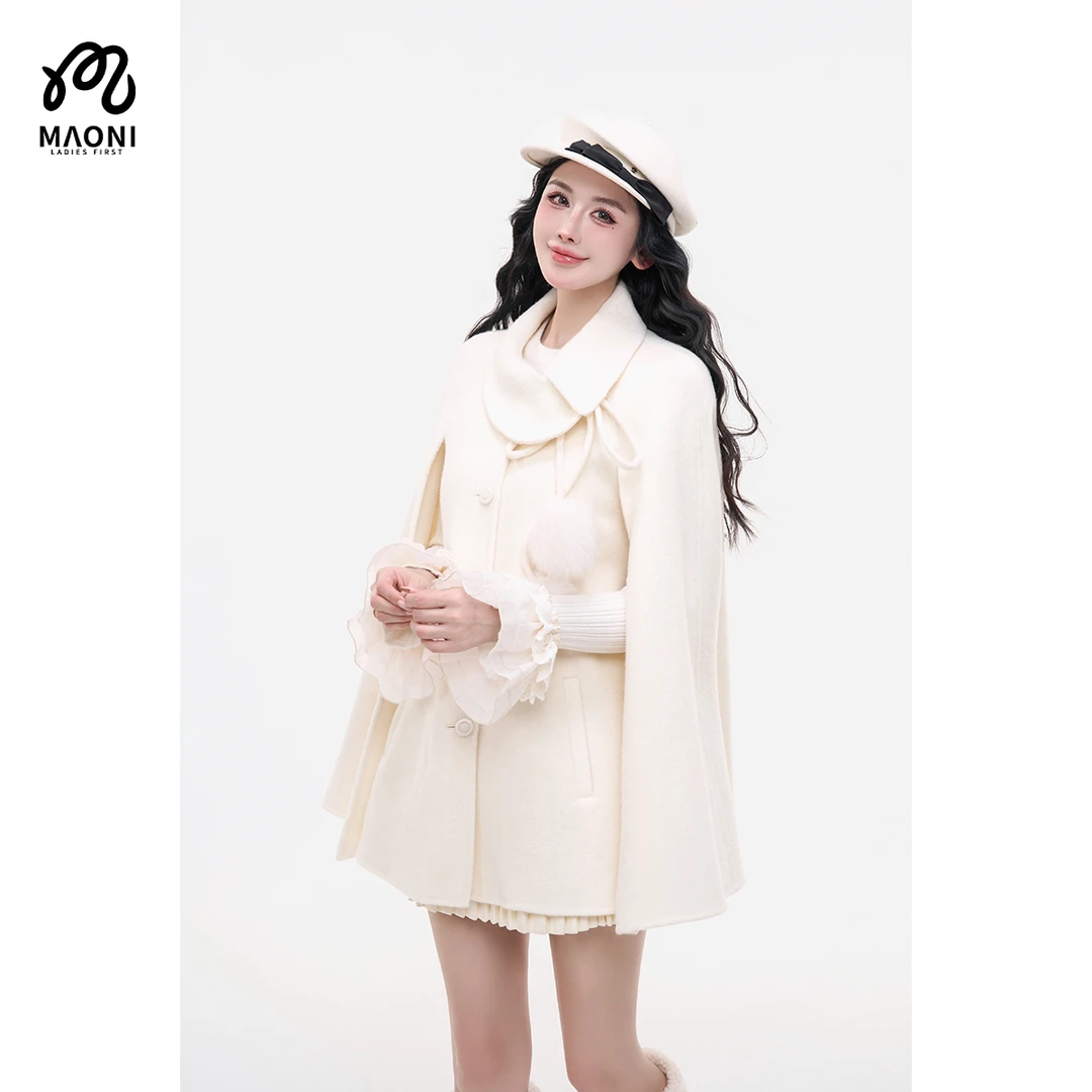 毛妮LADIESFIRST手工羊毛双面呢斗篷大衣秋冬新款保暖外套女L2516