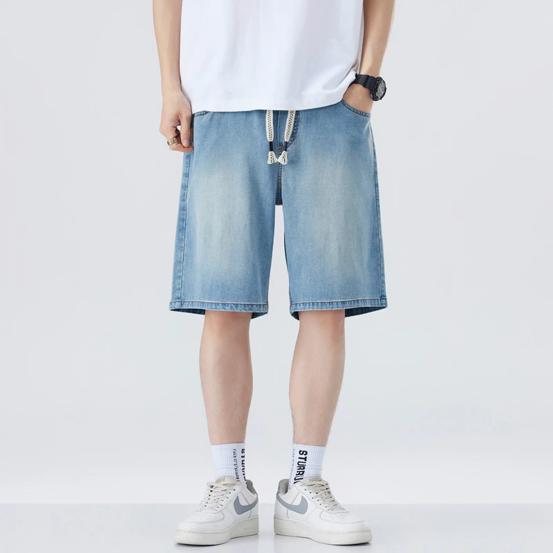 夏季新款短裤男弹力腰美式高街休闲潮牌宽松牛仔夏天五分裤男款