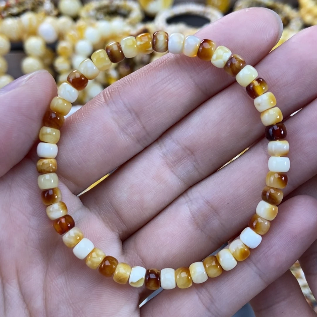 琥珀未镶嵌手链5mm尺寸沁色药片