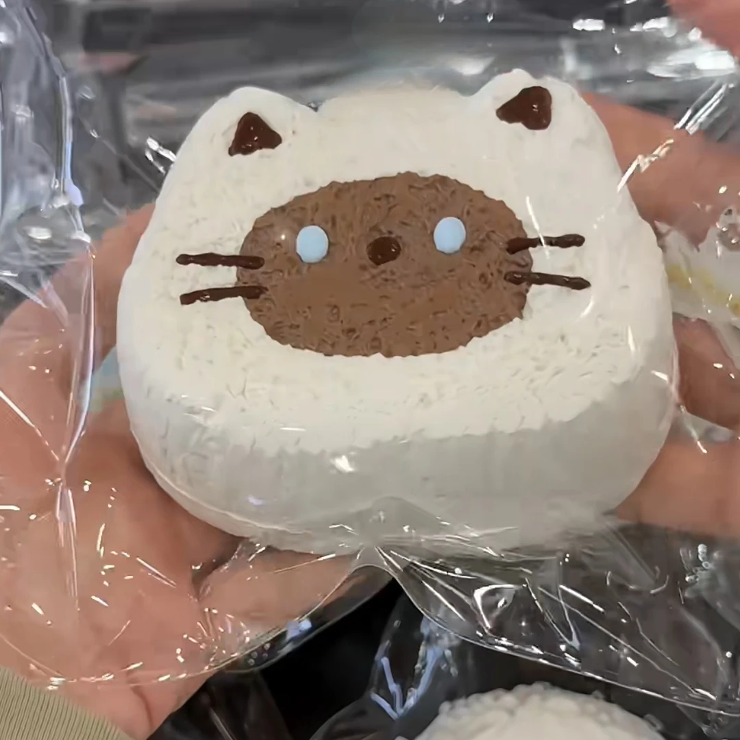 暹罗猫猫头吐司单层双层手绘猫头饭团水感厚奶酪泥软干巴泥捏捏乐